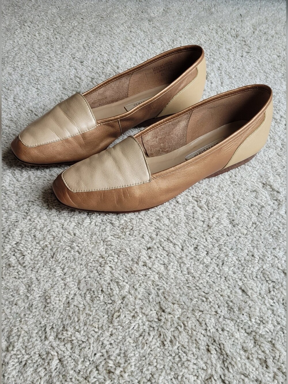 Two-Tone copper & Cream Pearlescent Leather A Stylish Flat